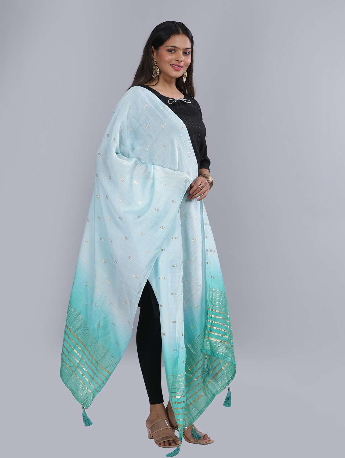purist blue sequined work dupatta - 20644638 - Standard Image - 2