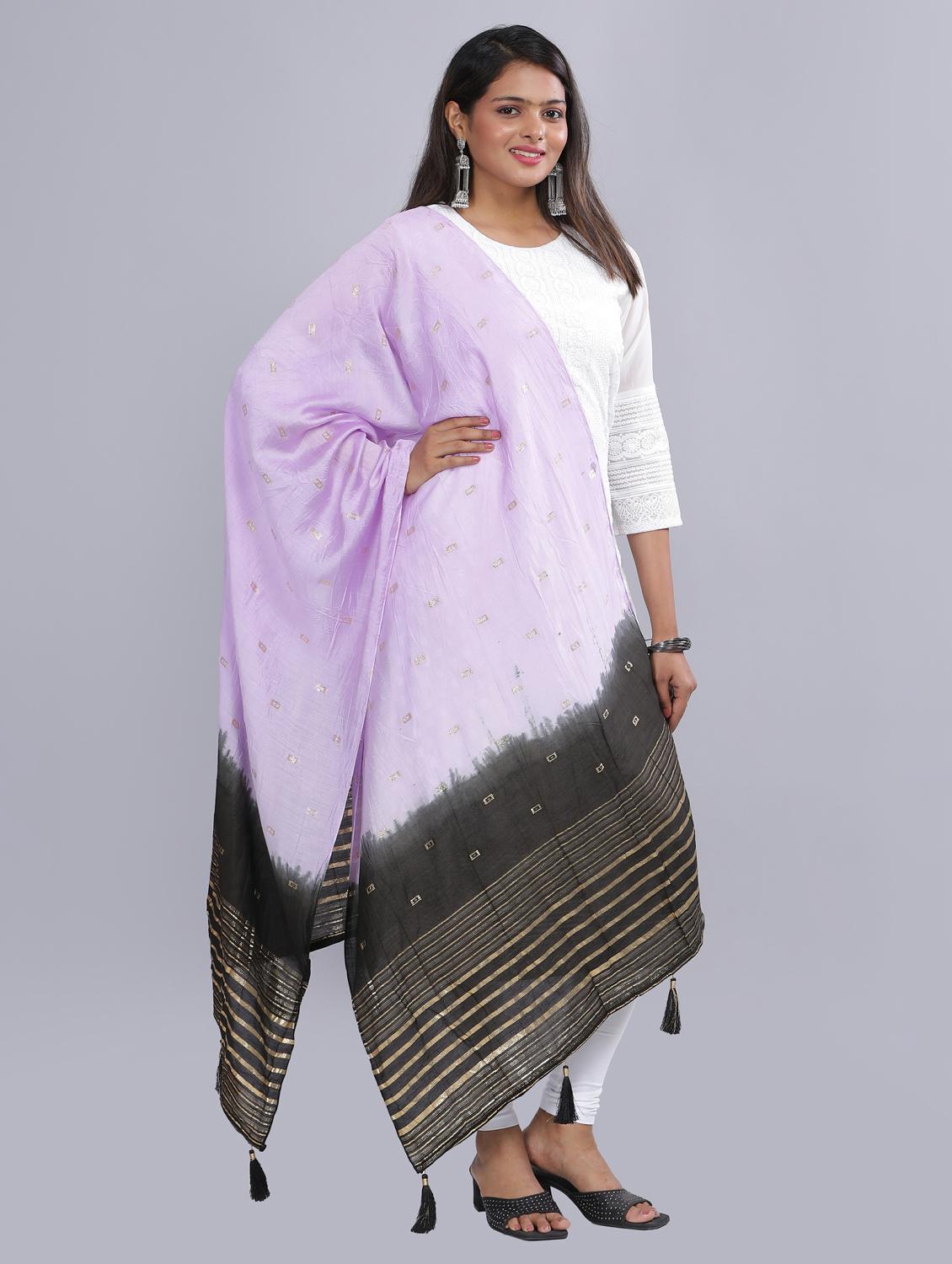 lavender sequined work dupatta - 20644643 - Standard Image - 2