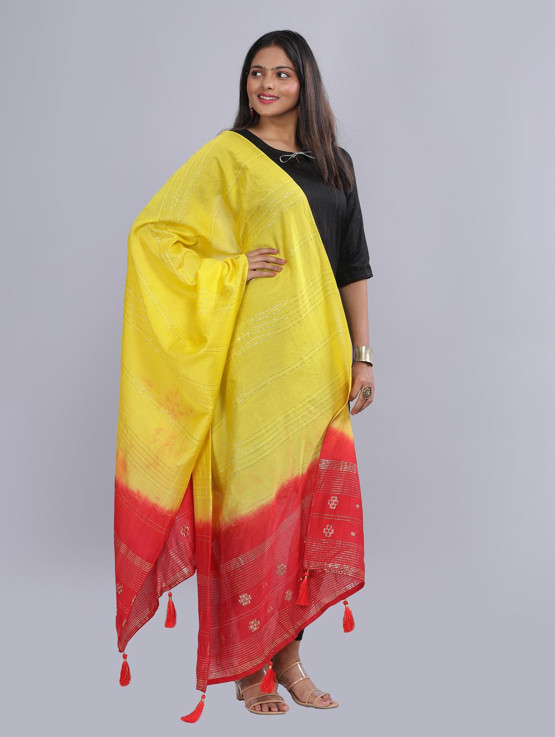 yellow sequined work dupatta - 20644647 - Standard Image - 2