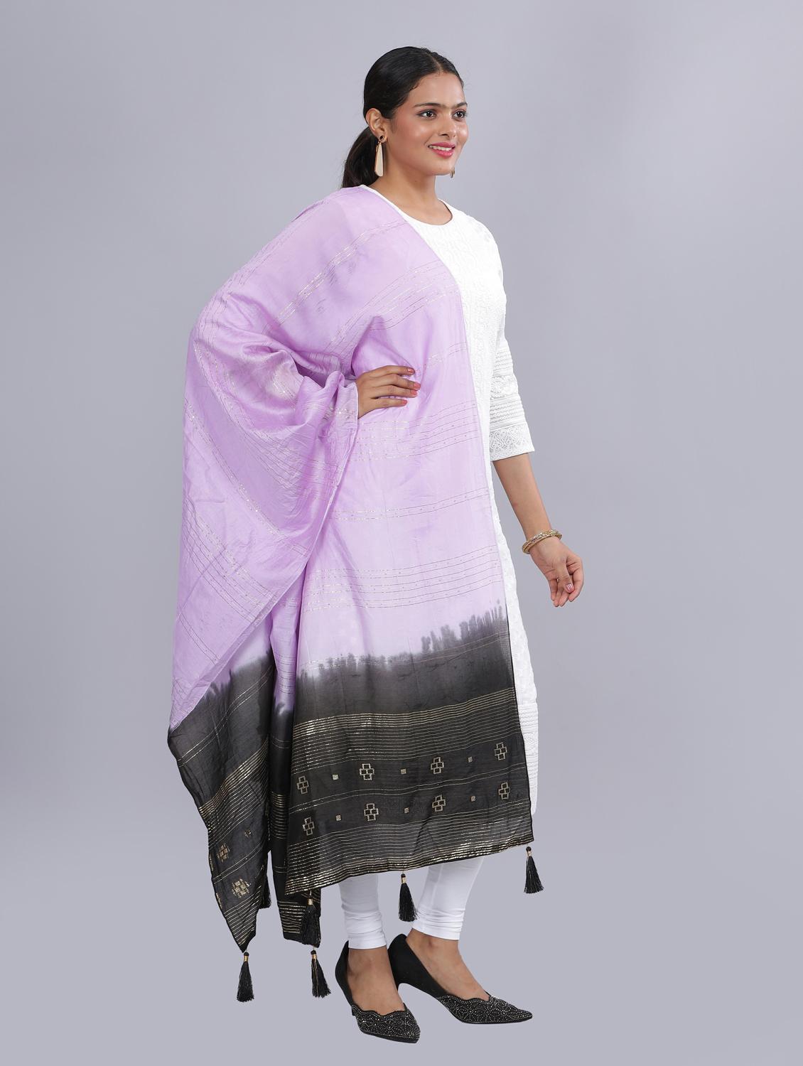 lavender sequined work dupatta - 20644653 - Standard Image - 2