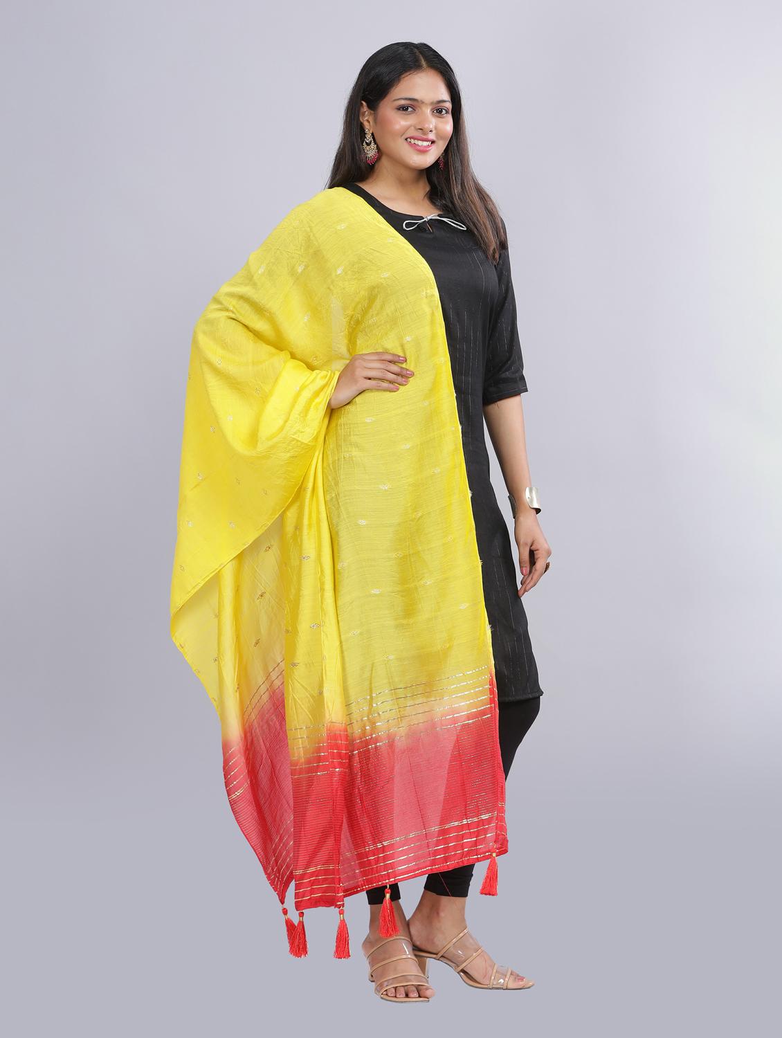 yellow sequined work dupatta - 20644657 - Standard Image - 2