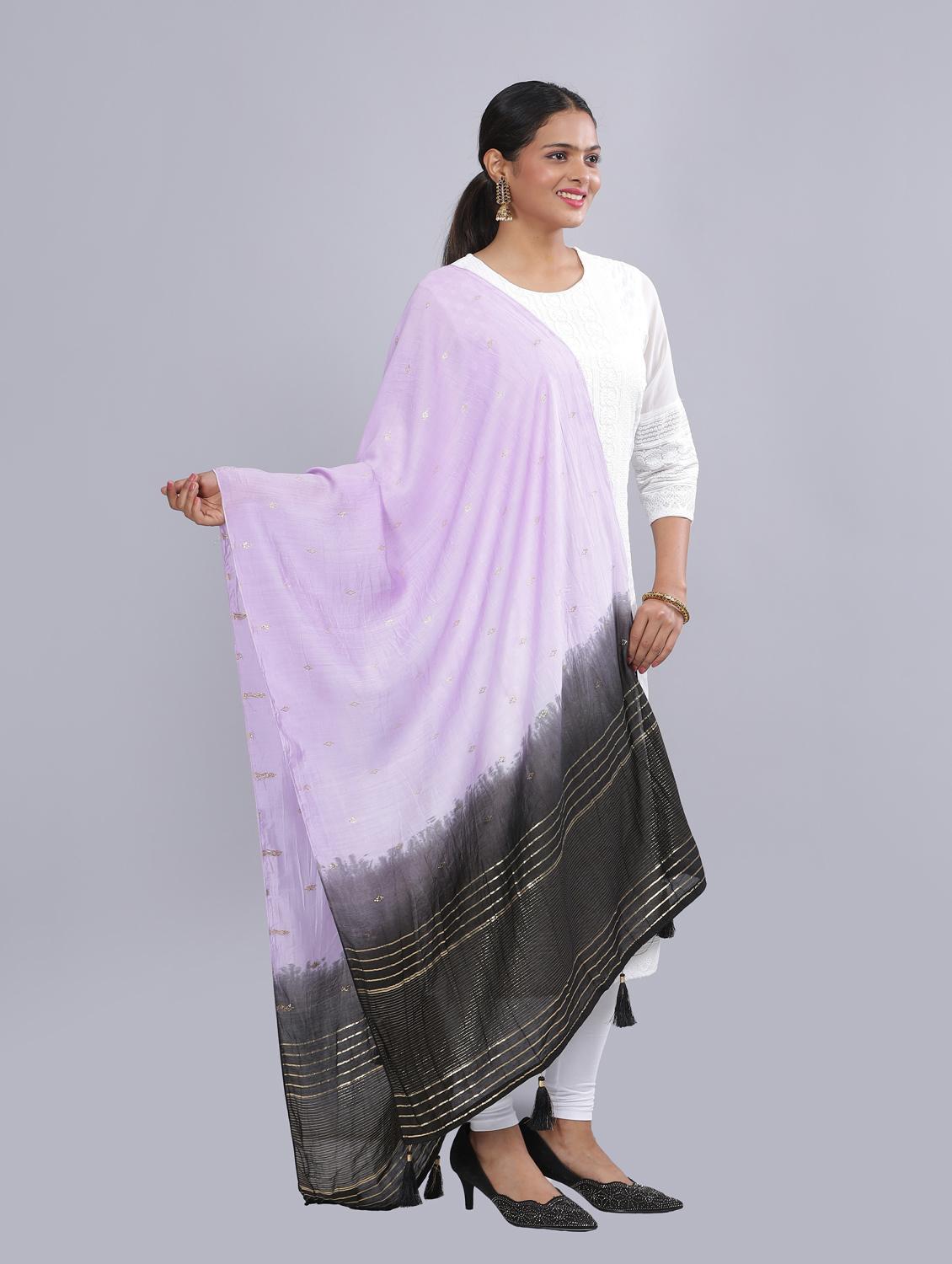 lavender sequined work dupatta - 20644663 - Standard Image - 2