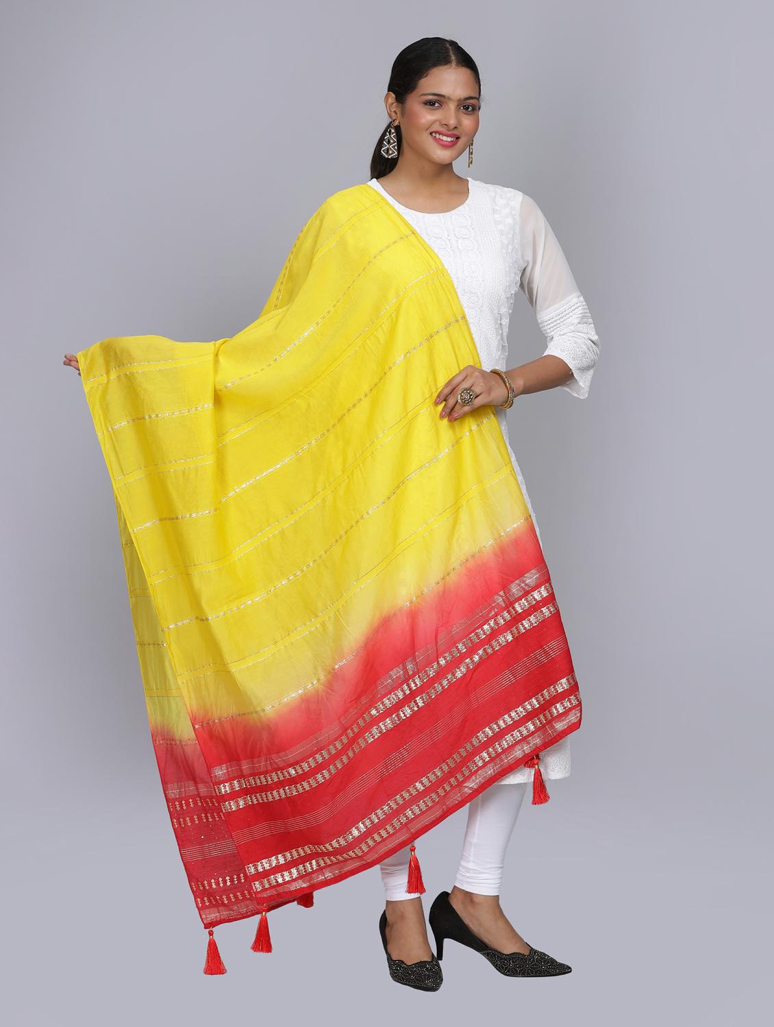 yellow sequined work dupatta - 20644675 - Standard Image - 2