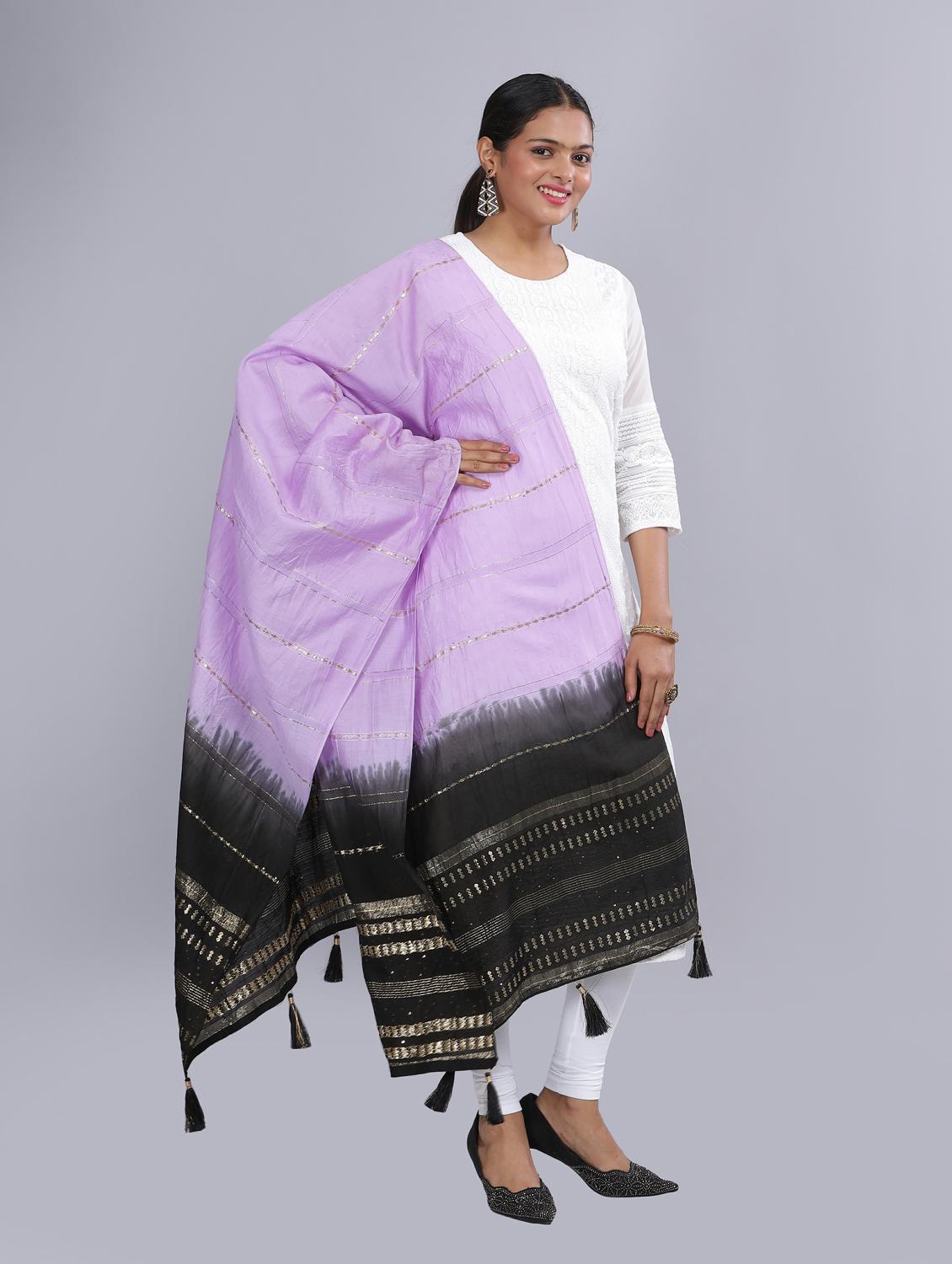lavender sequined work dupatta - 20644681 - Standard Image - 2