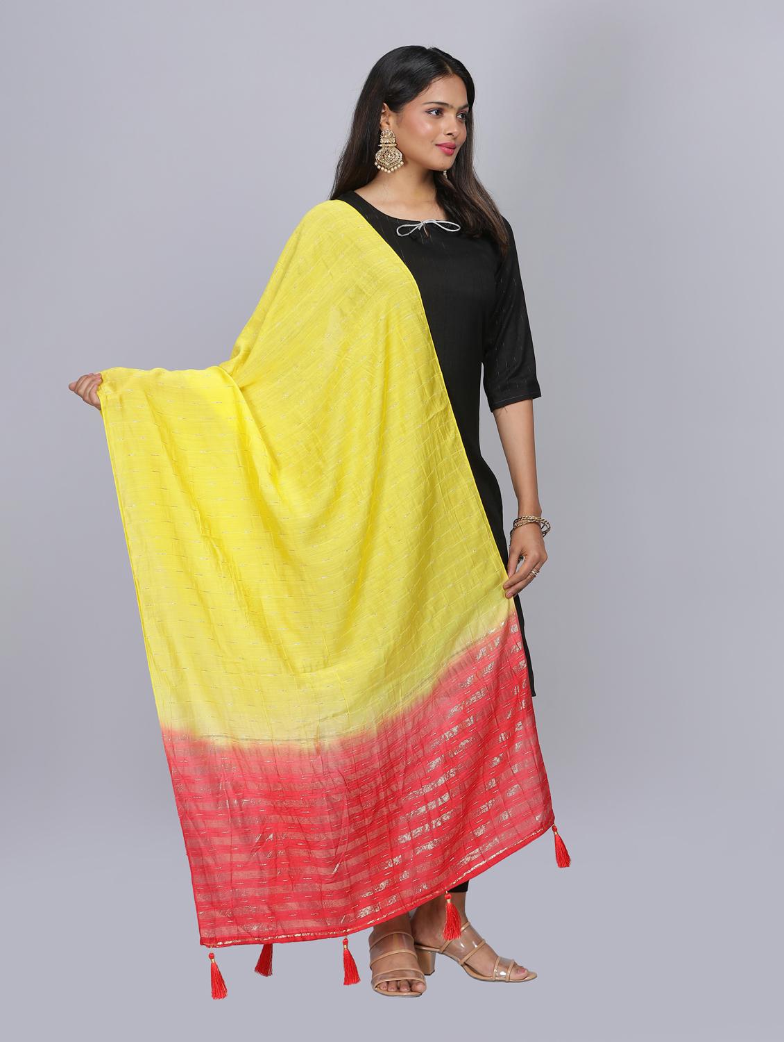 yellow sequined work dupatta - 20644685 - Standard Image - 2