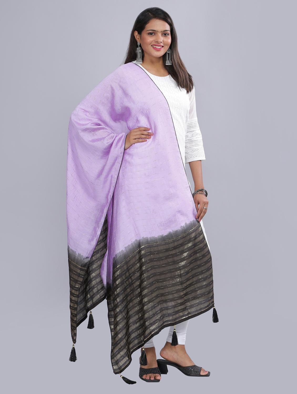 lavender sequined work dupatta - 20644690 - Standard Image - 2
