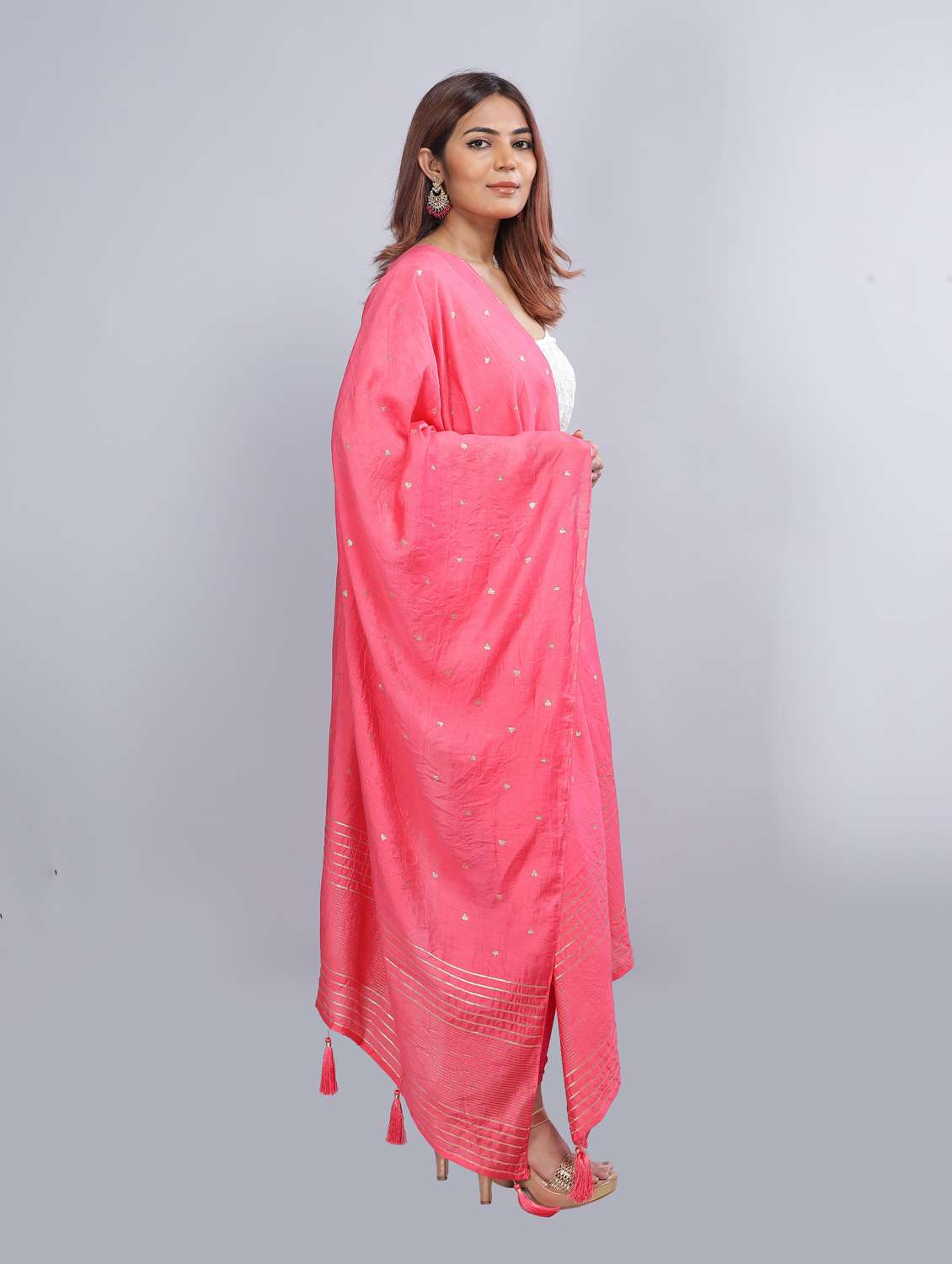 pink self design dupatta - 20644704 - Standard Image - 2