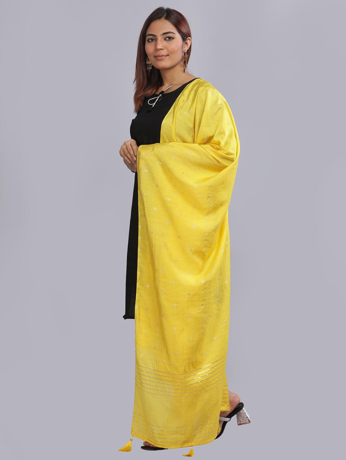 yellow self design dupatta - 20644709 - Standard Image - 2
