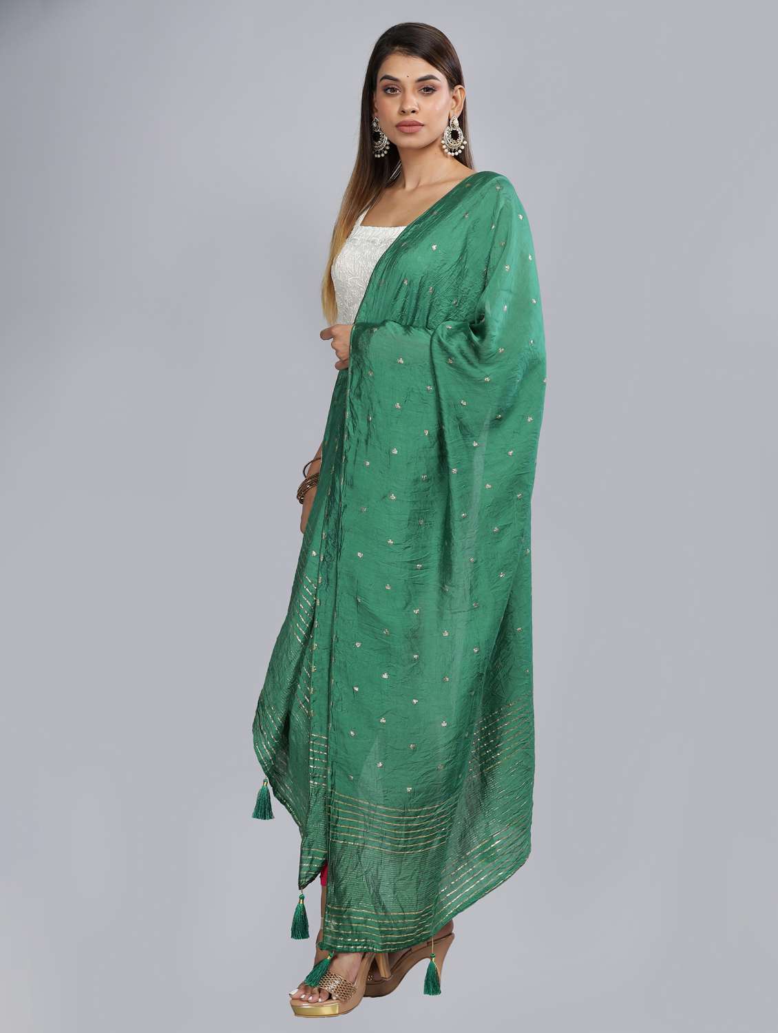 sea green self design dupatta - 20644711 - Standard Image - 2