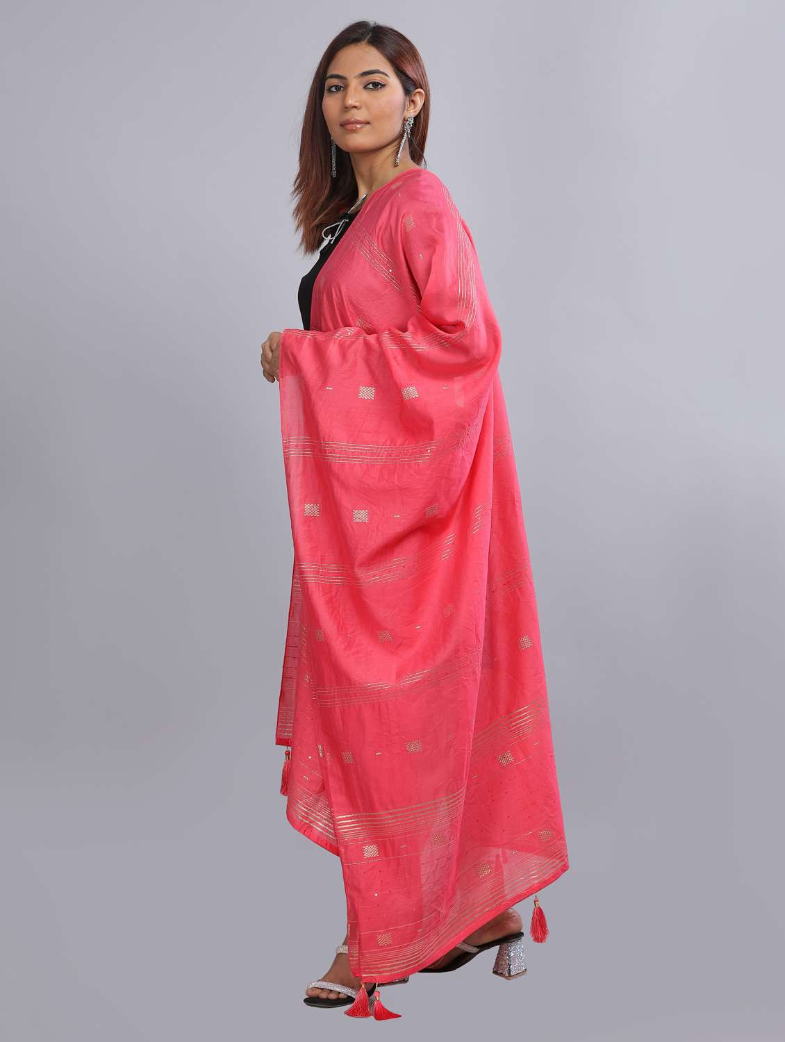 coral self design dupatta - 20644715 - Standard Image - 2