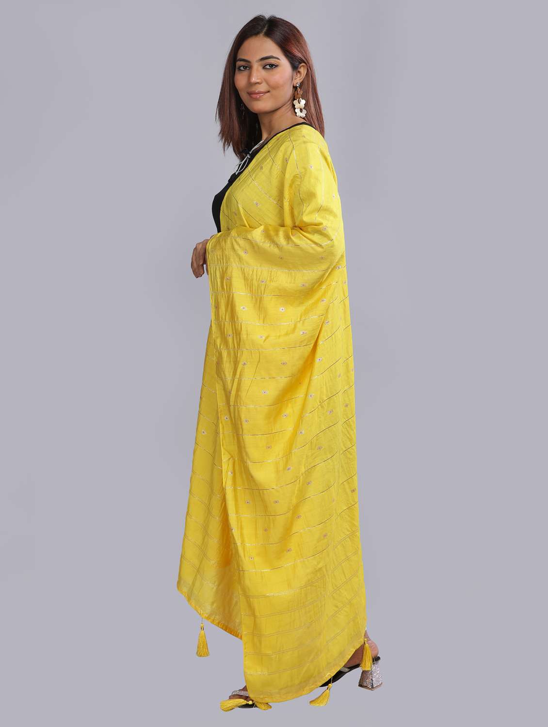 yellow self design dupatta - 20644731 -  Standard Image - 2