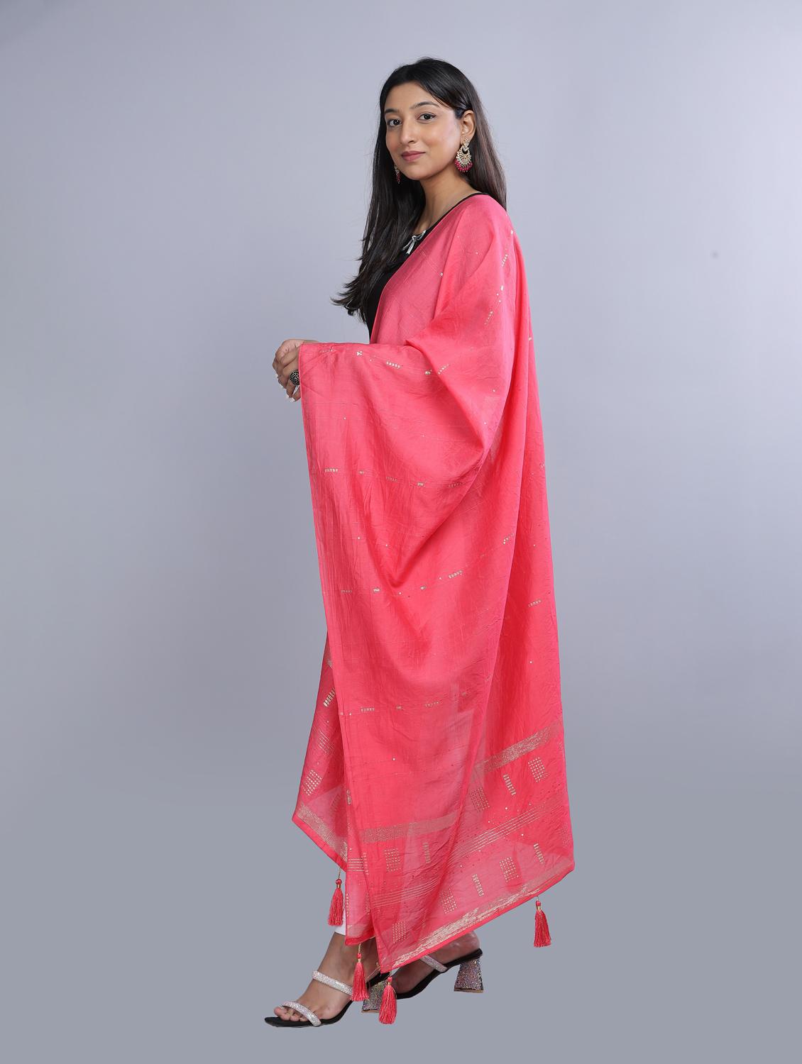 pink self design dupatta - 20644737 - Standard Image - 2