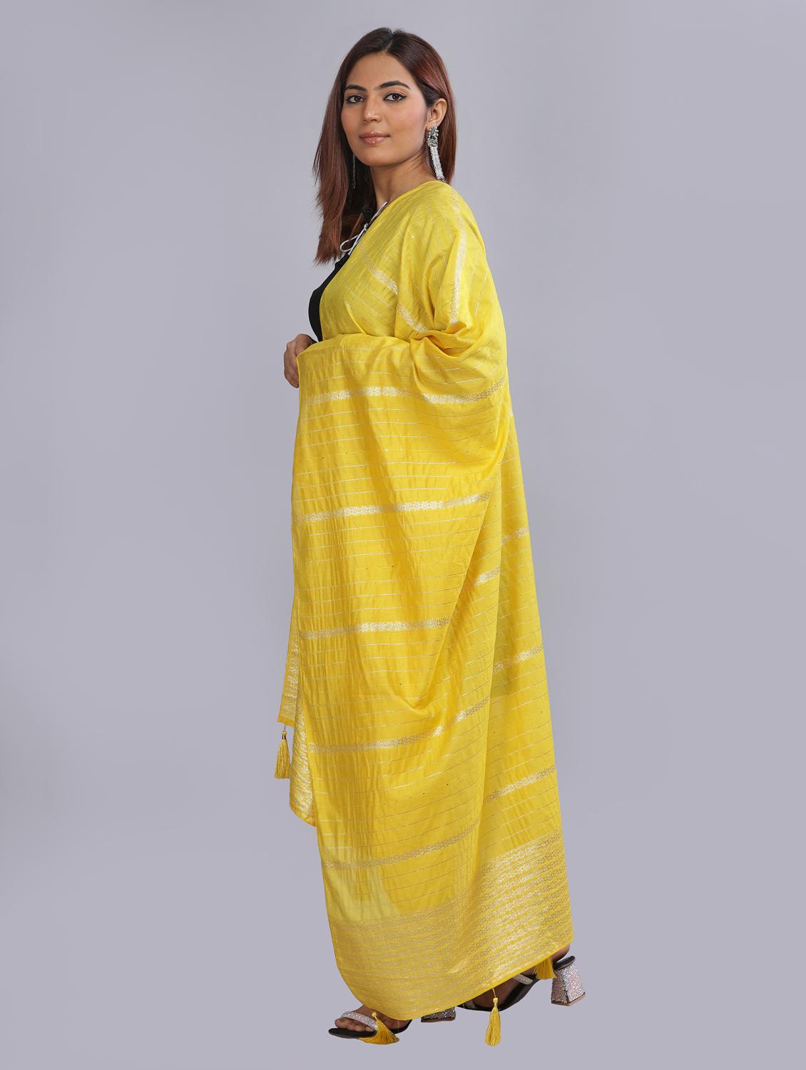 yellow self design dupatta - 20644753 - Standard Image - 2