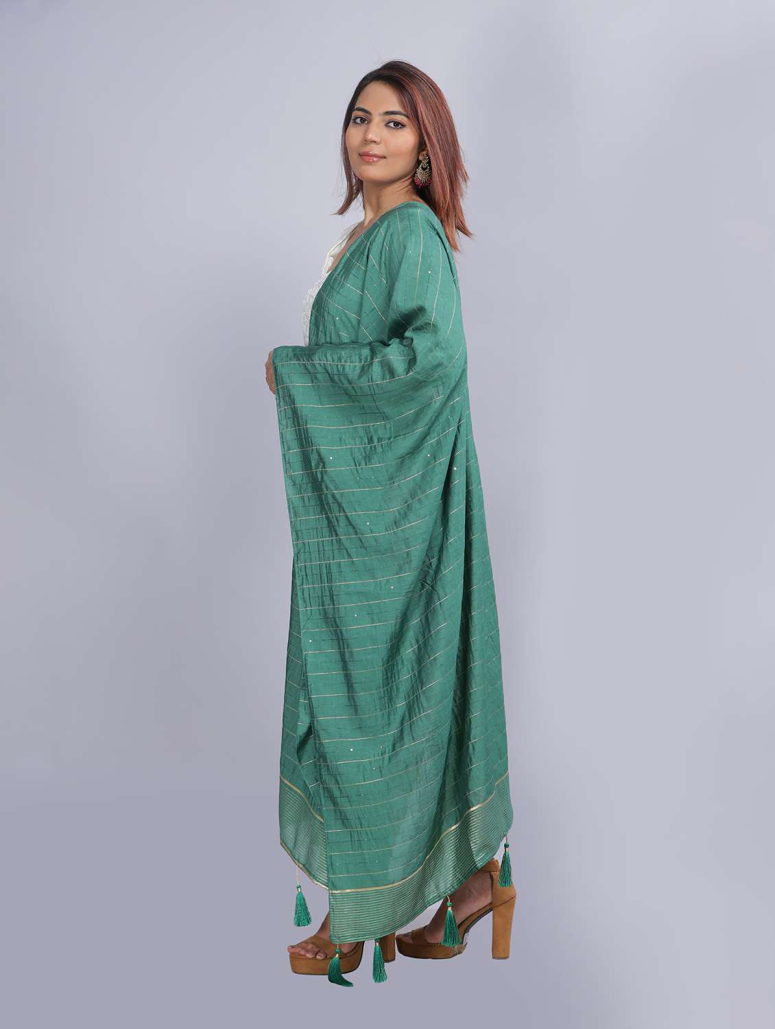sea green self design dupatta - 20644766 - Standard Image - 2