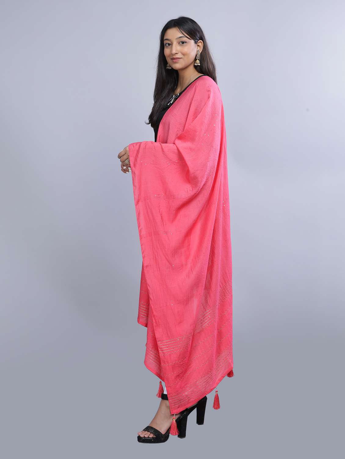 pink self design dupatta - 20644792 - Standard Image - 2