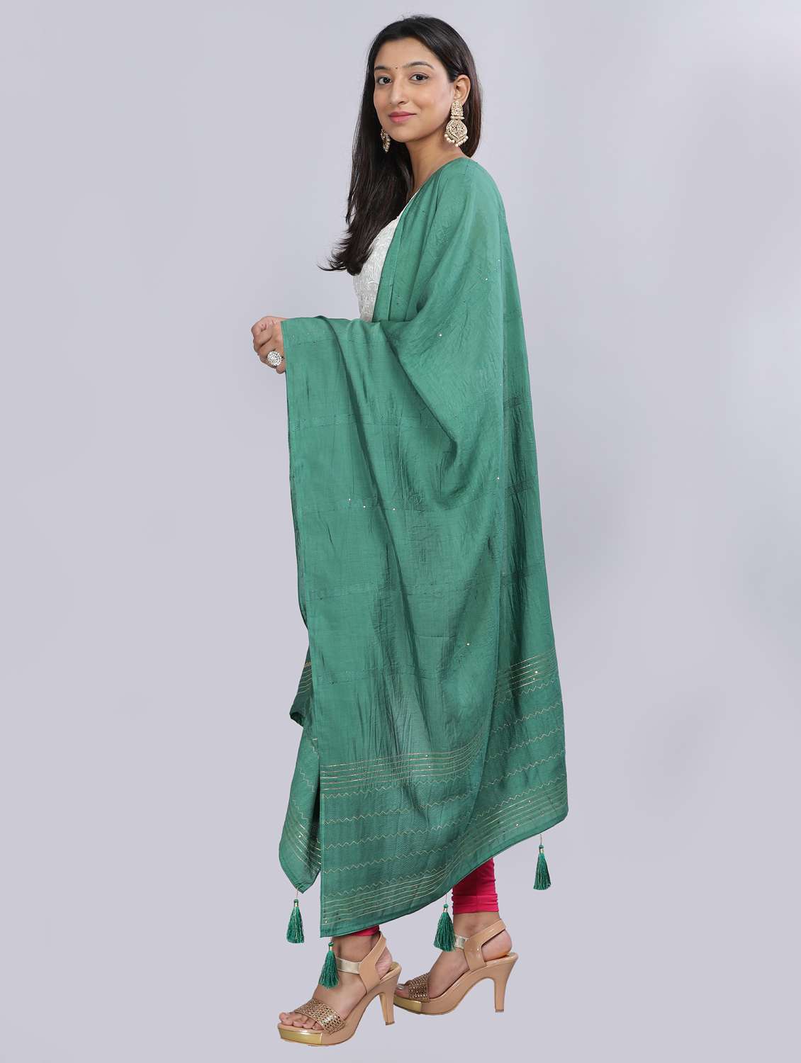 sea green self design dupatta - 20644799 - Standard Image - 2