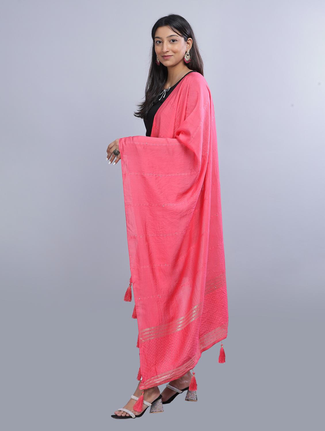 pink self design dupatta - 20644803 - Standard Image - 2