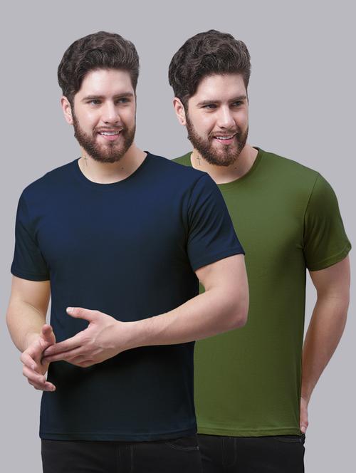 pack of 2 - multi colored cotton plain t-shirt - 20644857 - Standard Image - 0