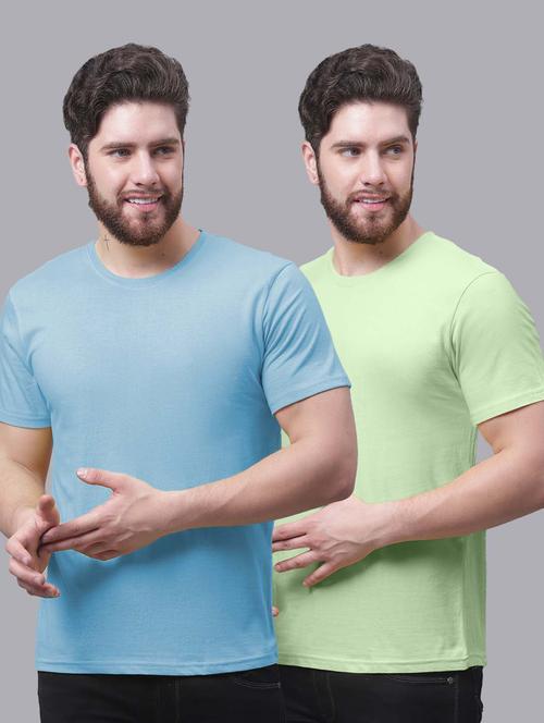 pack of 2 - multi colored cotton plain t-shirt - 20644859 -  Standard Image - 0