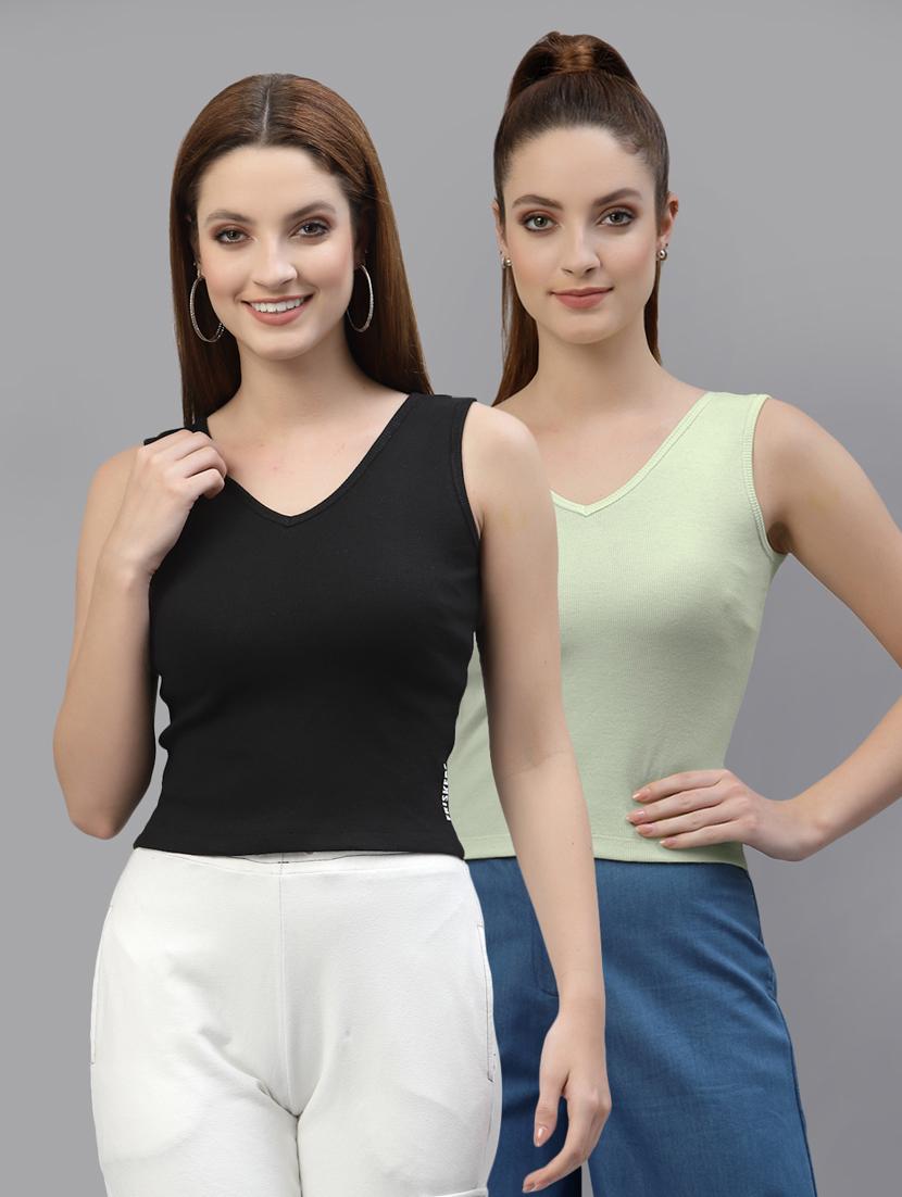 pack of 2 solid sleeveless crop top - 20644992 - Zoom Image - 0