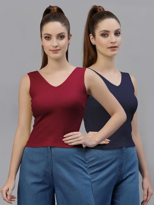 pack of 2 multi colored sleeveless crop top - 20645036 - Standard Image - 0