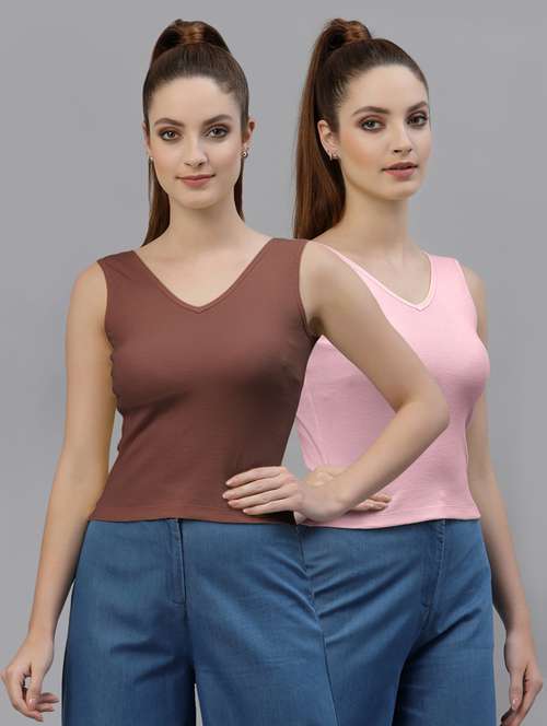 pack of 2 multi colored sleeveless regular top - 20645058 - Standard Image - 0