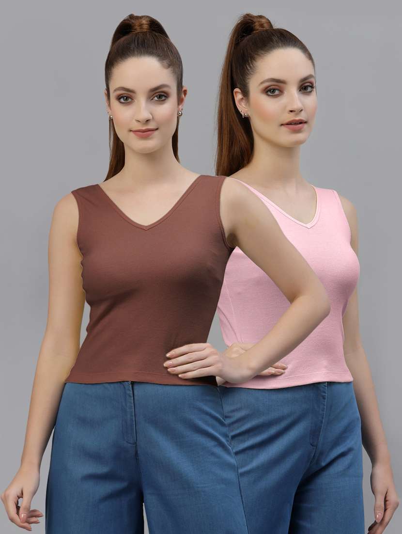 pack of 2 multi colored sleeveless regular top - 20645058 - Zoom Image - 0