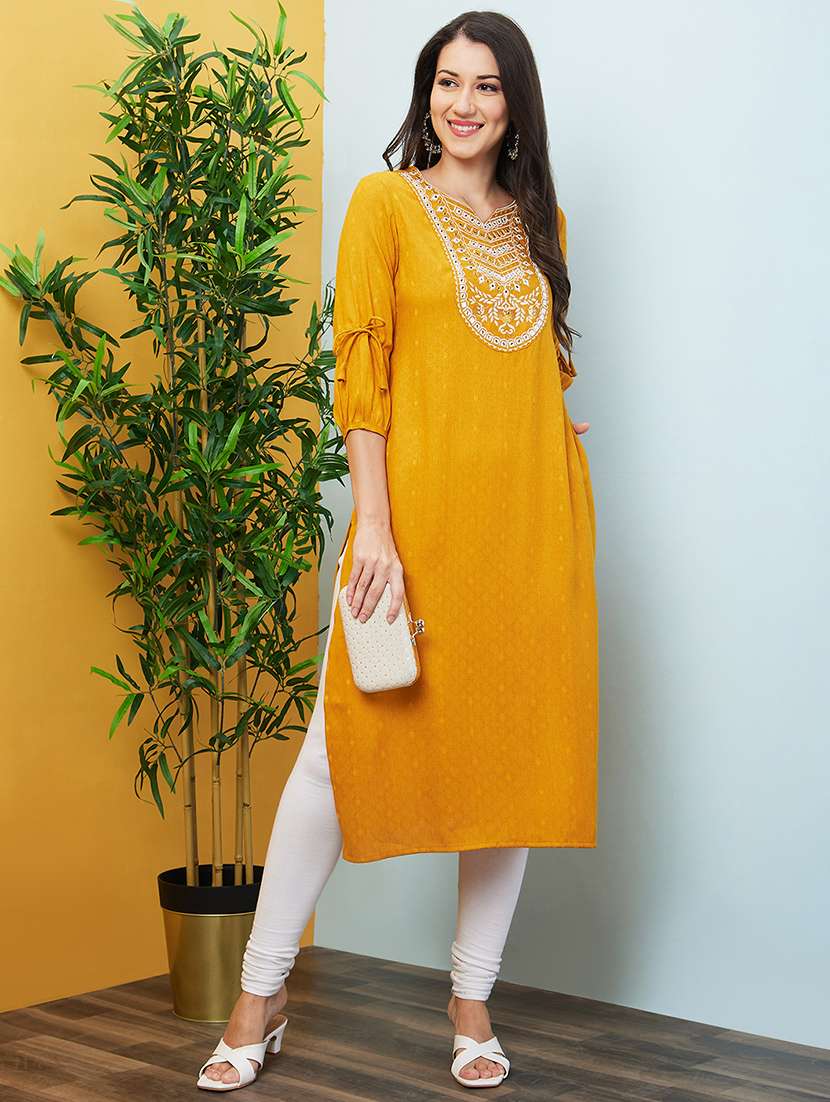 women embroidered straight kurta
