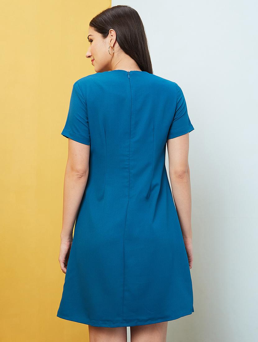 teal solid a-line dress - 20646095 - Standard Image - 2