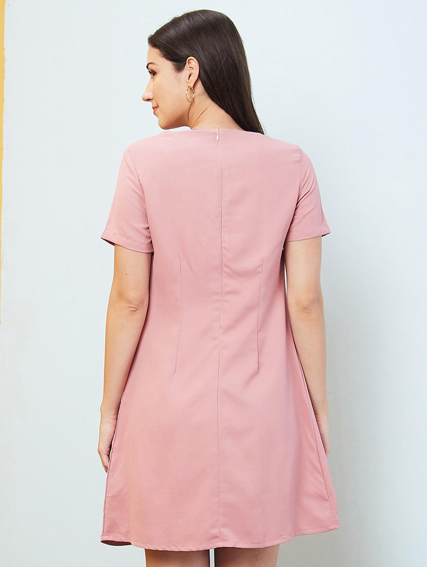pink solid a-line dress - 20646096 - Standard Image - 2