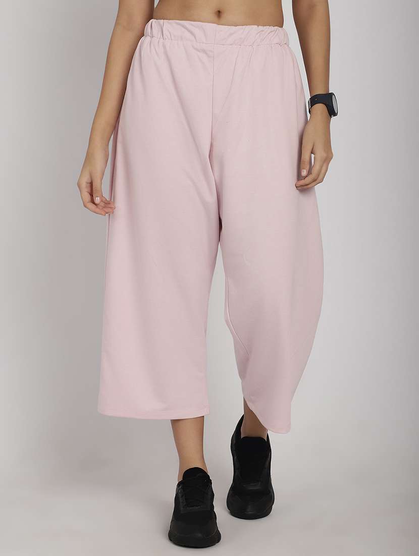women solid flat front culottes