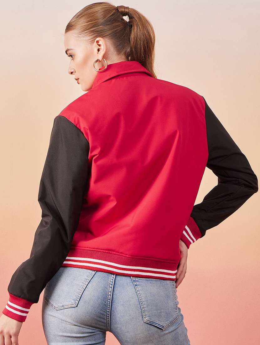 women red full sleeve varsity jacket - 20646474 - Standard Image - 2