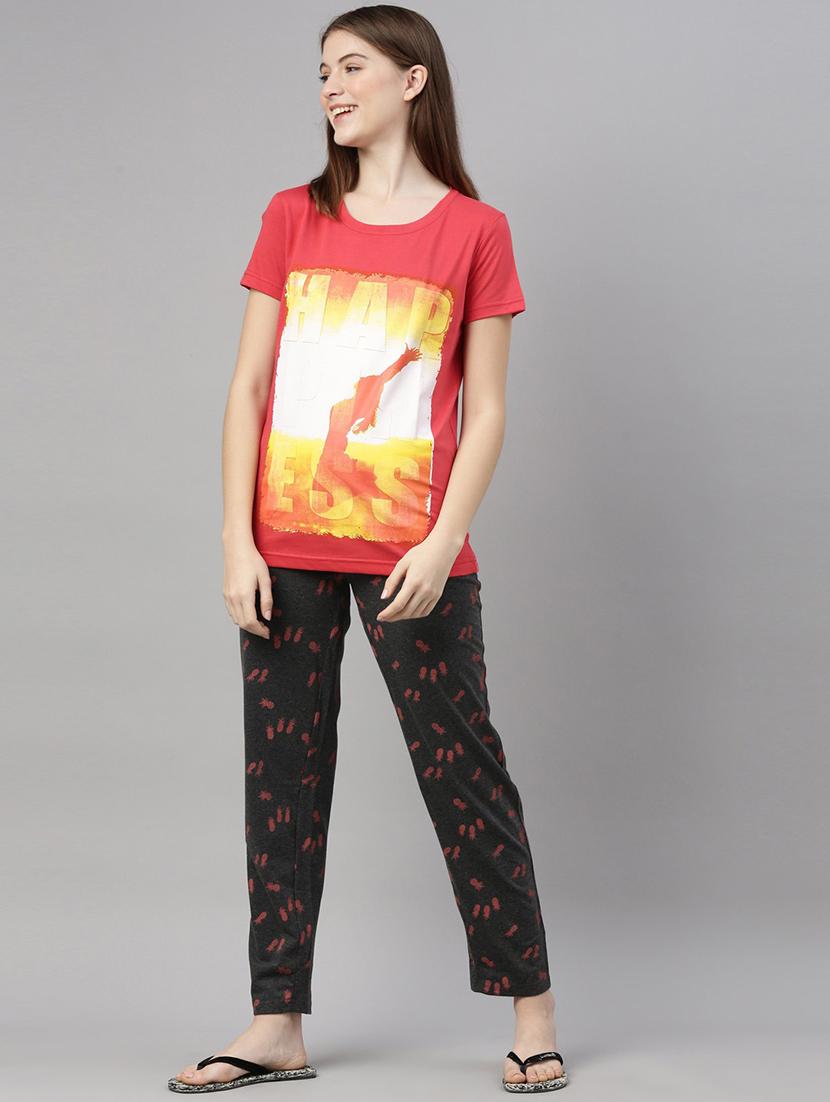 women printed pyjama nightwear set - 20648415 - Standard Image - 2