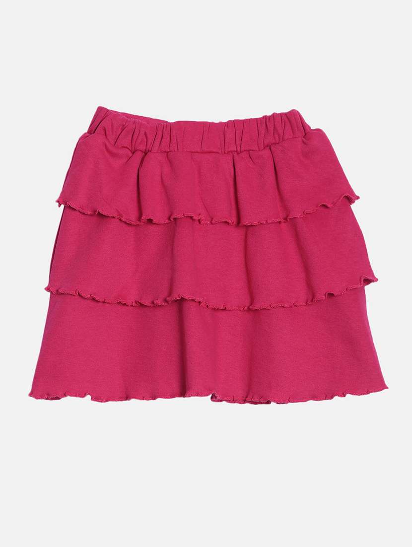 pack of 2 kids multi coloured solid layered skirts - 20649362 - Standard Image - 2