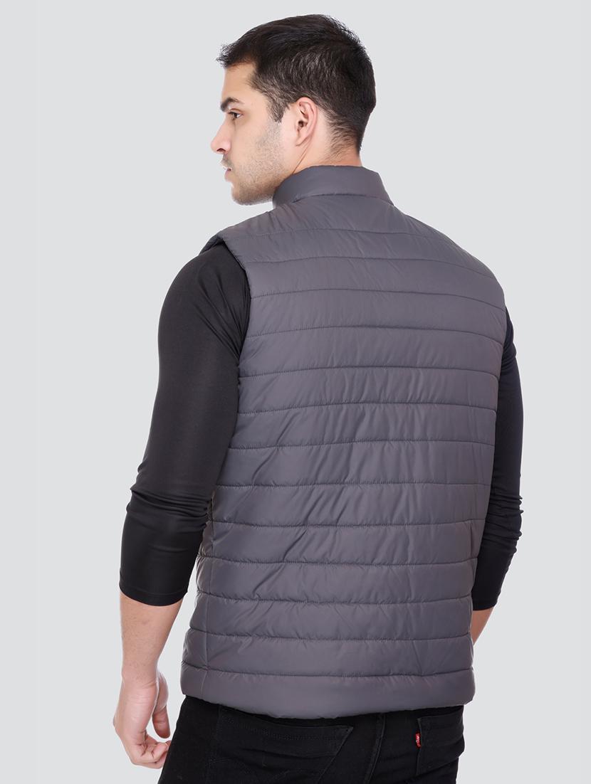 men sleeveless solid quilted jacket - 20650181 - Standard Image - 2