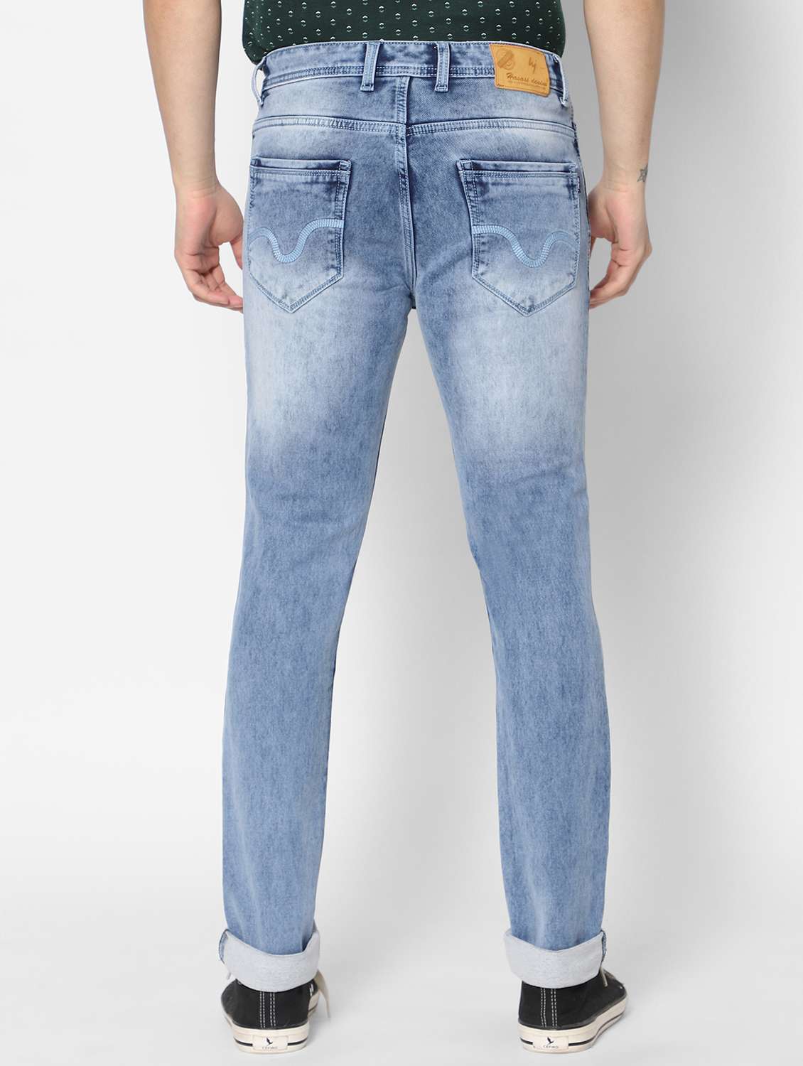 men mid rise denim light washed jeans - 20650217 -  Standard Image - 2