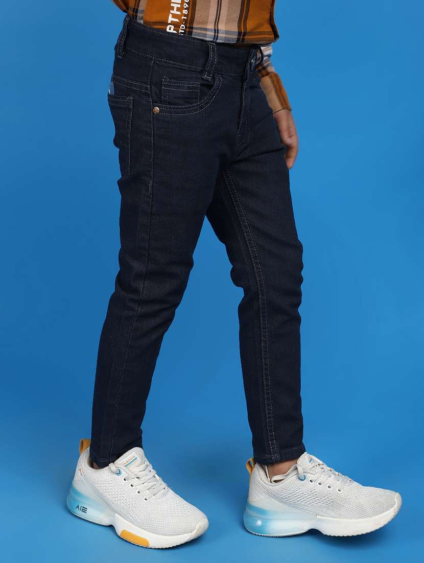 solid navy blue slim fit denim jeans - 20650689 -  Standard Image - 2