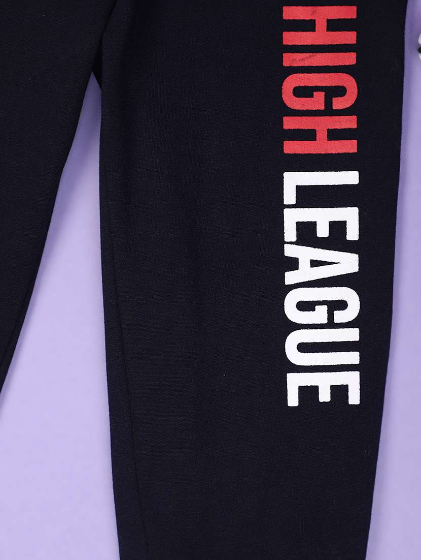 boys navy blue typographic casual trouser - 20654752 -  Standard Image - 2