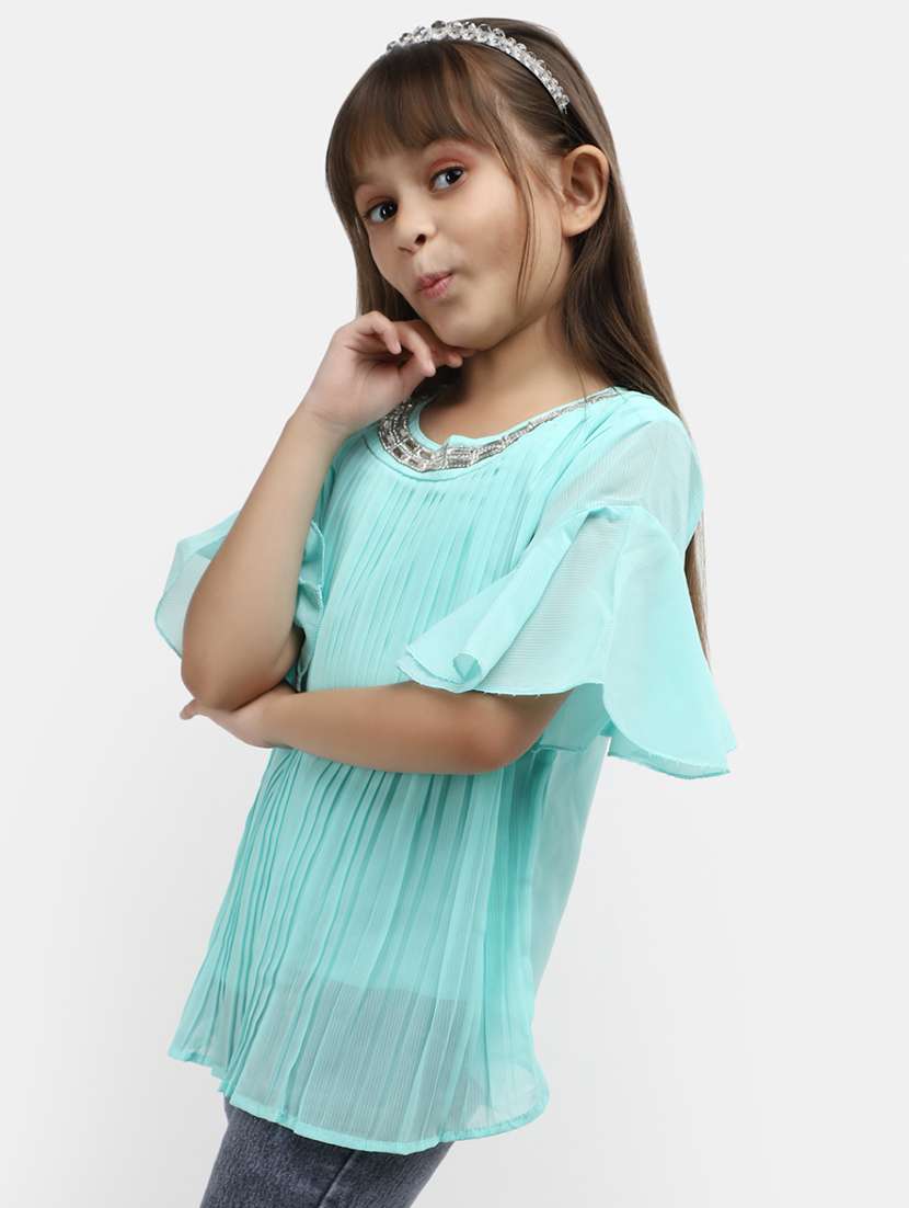 girls light blue solid top - 20657054 -  Standard Image - 2