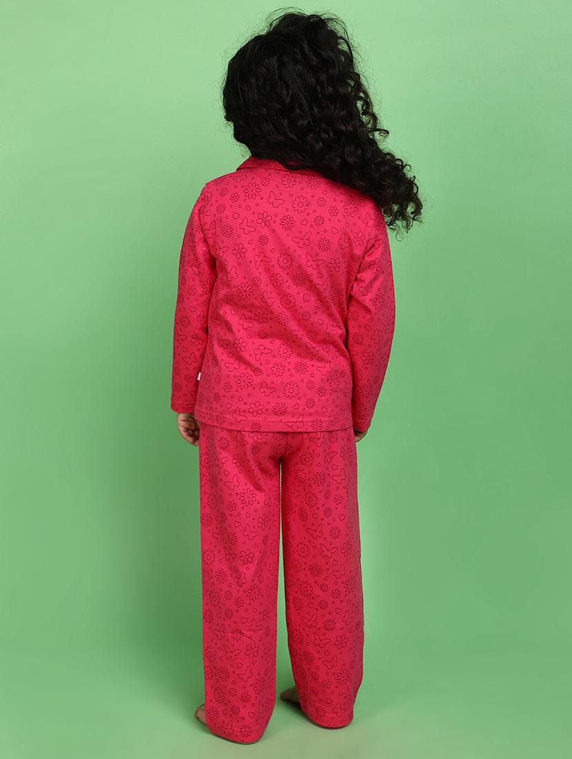 fuchsia cotton poly cotton pyjama set nightwear - 20657606 - Standard Image - 2