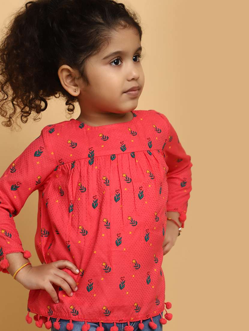 girls red printed top - 20658333 - Standard Image - 2