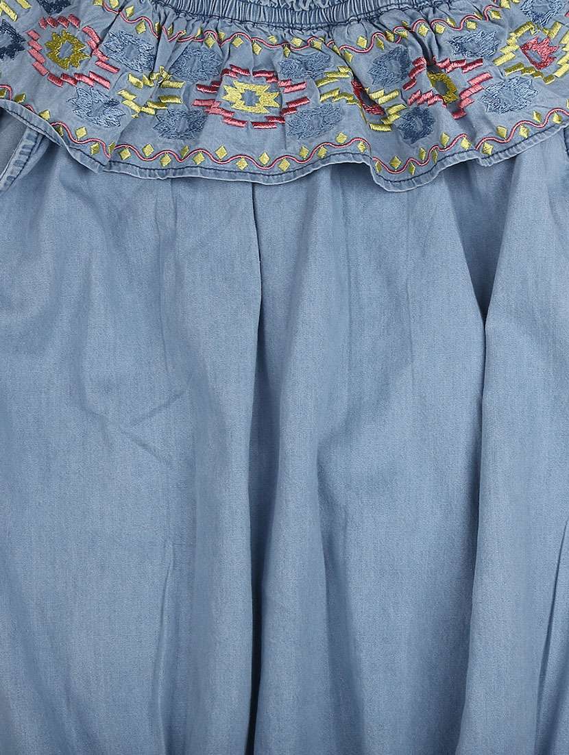 girls blue embroidered top - 20658654 -  Standard Image - 2