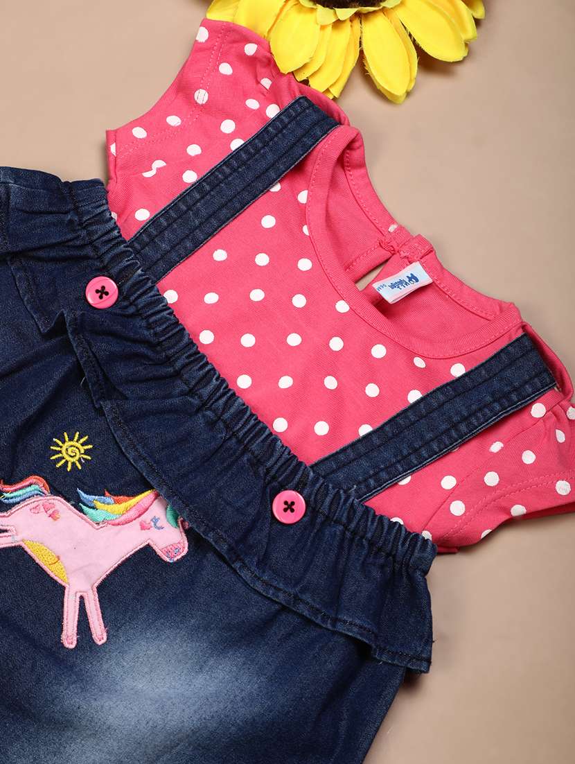 polka dots print full length sets with dungarees - 20661079 -  Standard Image - 2
