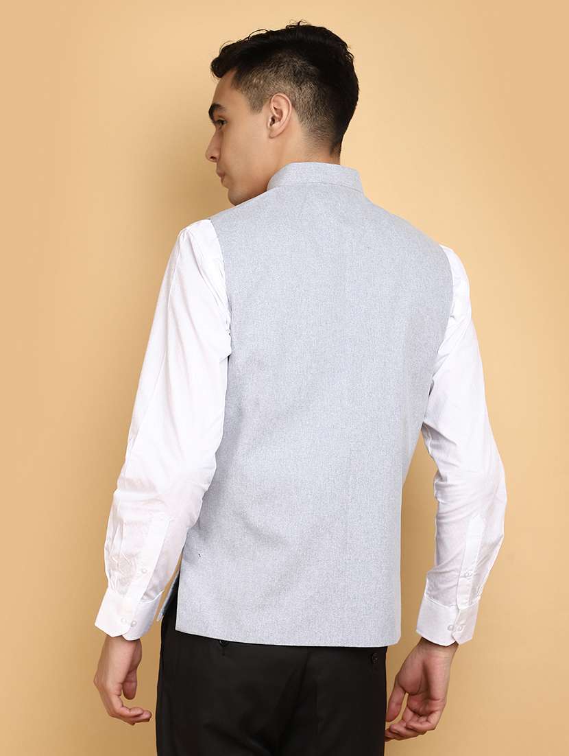 men solid color nehru jacket - 20663875 -  Standard Image - 2