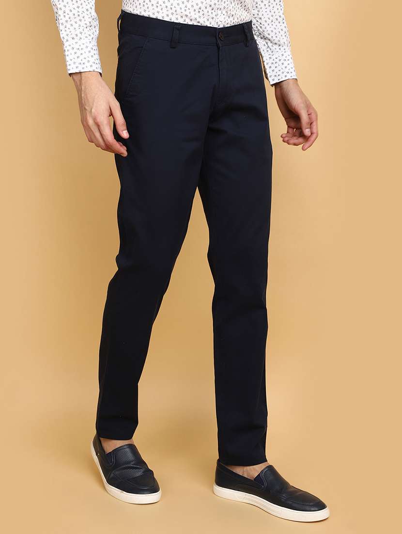 navy blue cotton chinos casual trousers - 20664164 -  Standard Image - 2