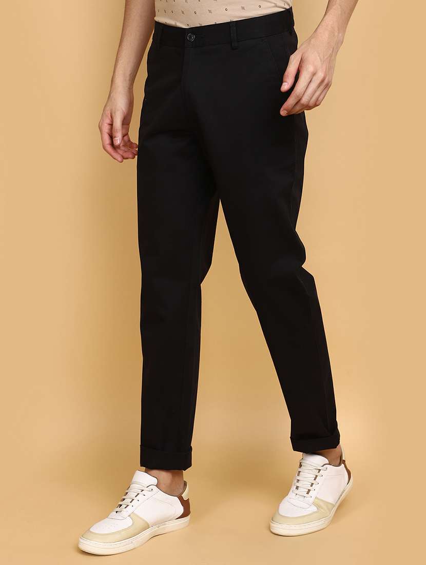 black cotton chinos casual trousers - 20664167 -  Standard Image - 2