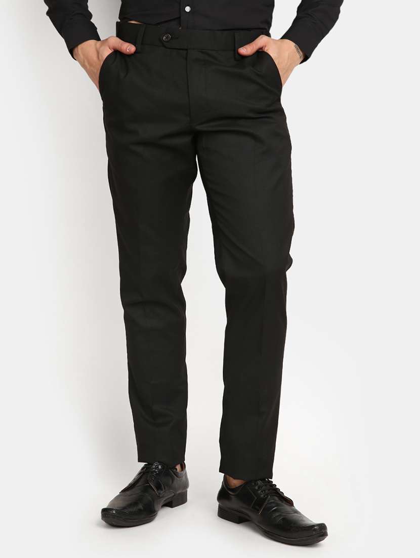 men solid mid rise formal trouser