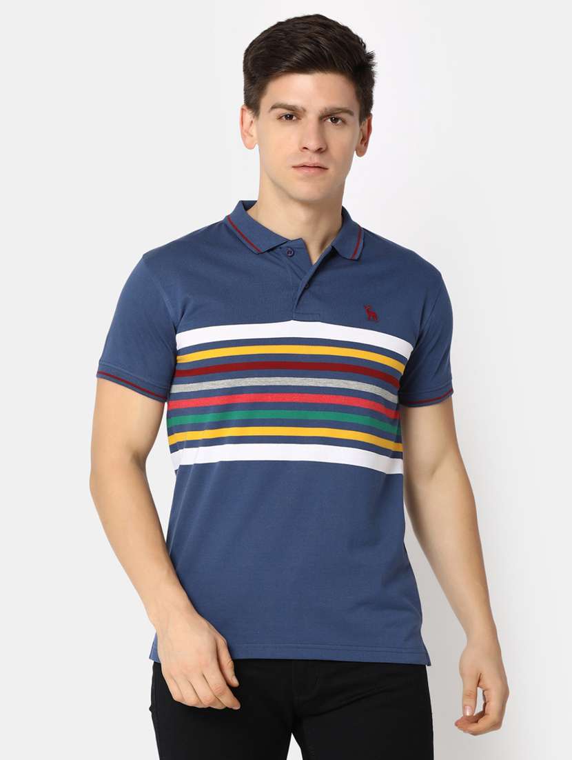 men polo neck striped t-shirt