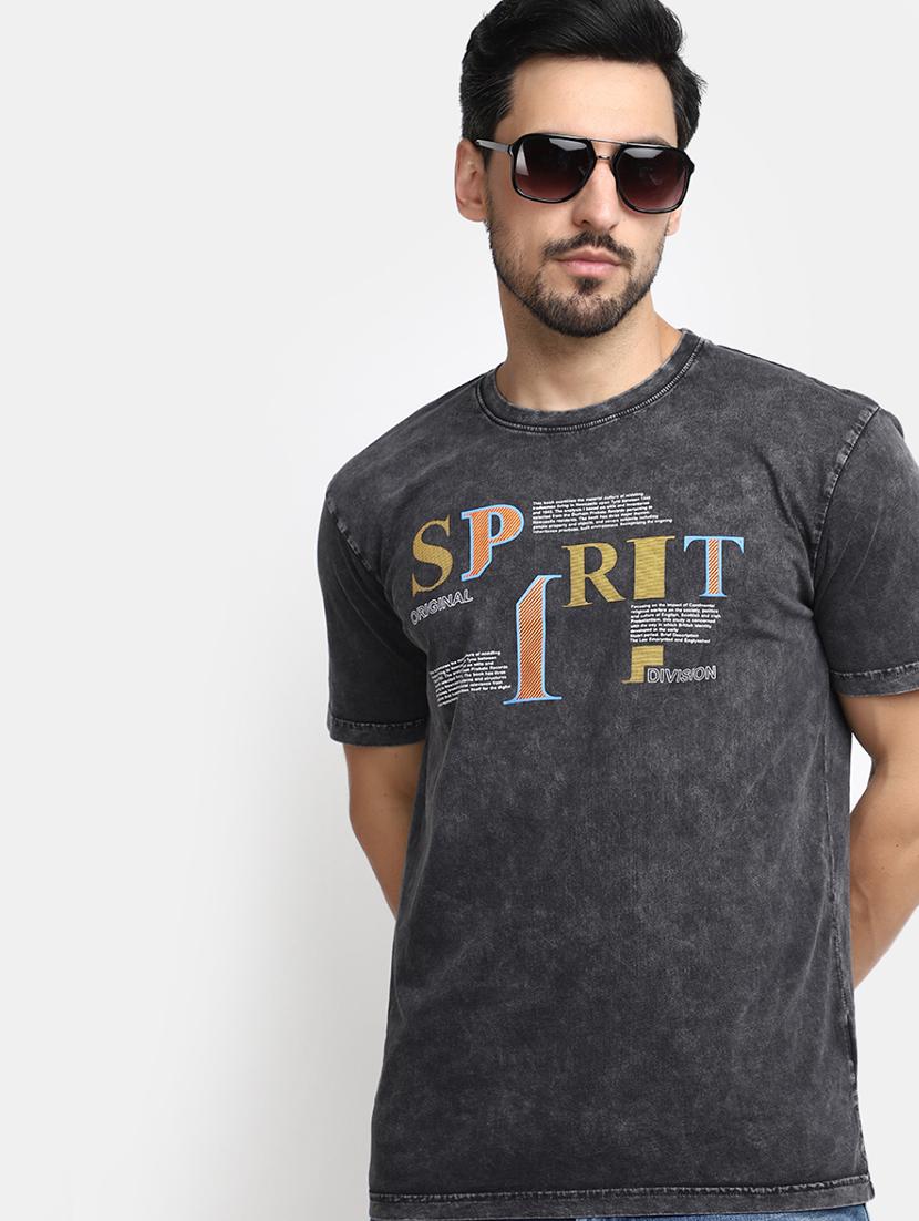 men grey regular fit printed t-shirt - 20672089 - Standard Image - 2