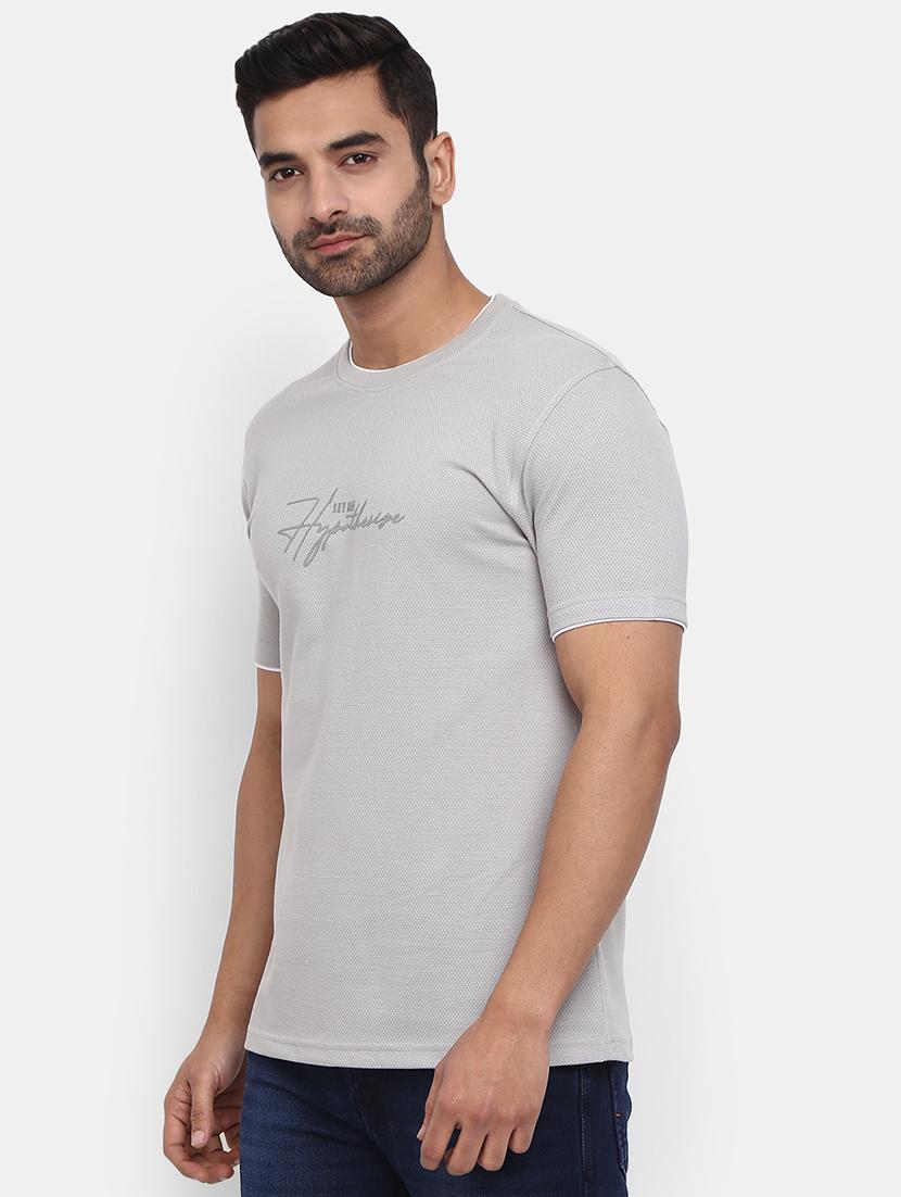 grey self design printed detailed t-shirt - 20672397 - Standard Image - 2